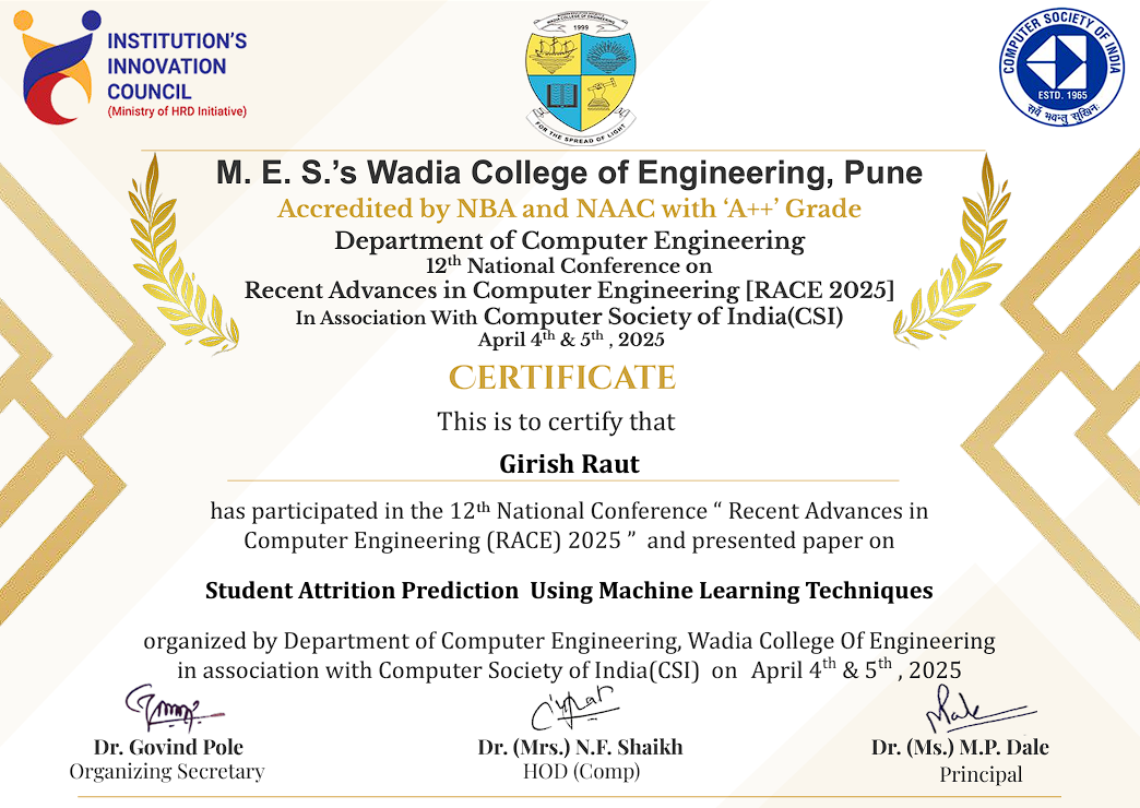 Race International Conference Certificate