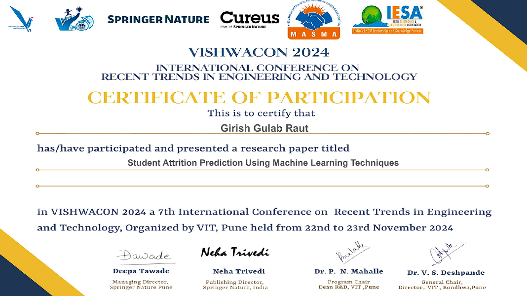 Vishvacon International Conference Certificate